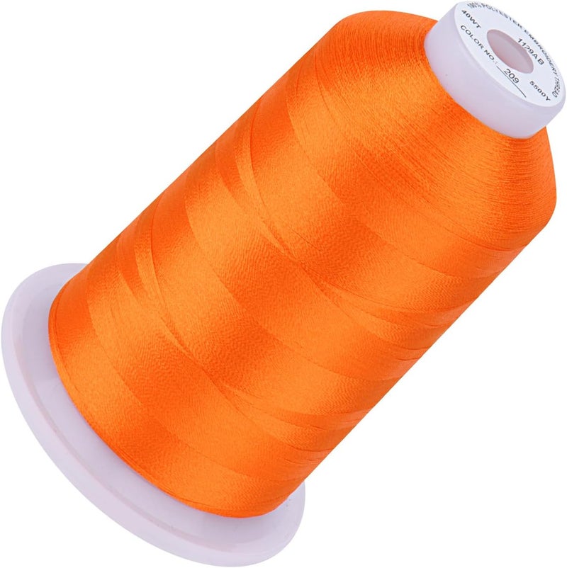 simthread 5500Yds Embroidery Thread, 5000M High-Yardage 40WT 100% Polyester Thread – 170+ Vivid Colors, High-Speed Rated – Compatible with Brother, Singer, Janome & More - Tangerine 209 - Image 1
